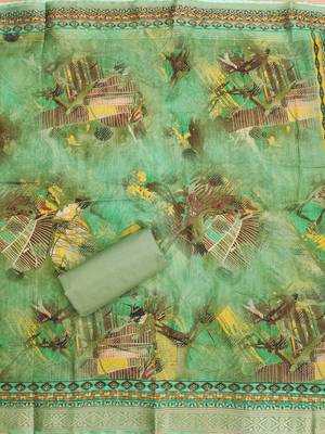 Green Modal Foil Printed Unstitched Dress Material 4