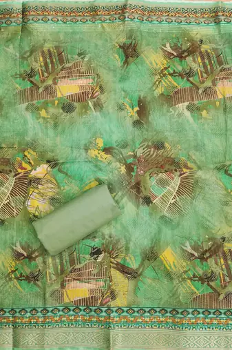 Green Modal Foil Printed Unstitched Dress Material