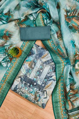 Grey Modal Foil Printed Unstitched Dress Material