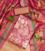 Peach Modal Foil Printed Unstitched Dress Material