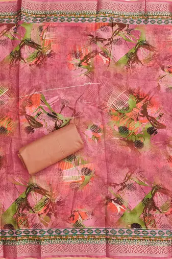 Peach Modal Foil Printed Unstitched Dress Material