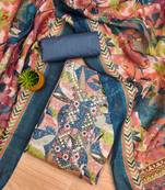Blue Modal Foil Printed Unstitched Dress Material