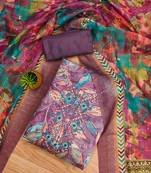 Lavender Modal Foil Printed Unstitched Dress Material