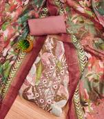 Peach Modal Foil Printed Unstitched Dress Material