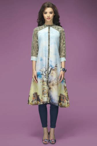 Multi Colour Georgette Digital Printed Tunic