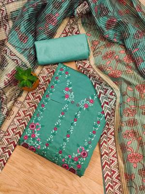 Blue Roman silk blend Chanderi Unstitched Dress Material 1