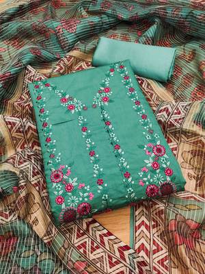 Blue Roman silk blend Chanderi Unstitched Dress Material 2