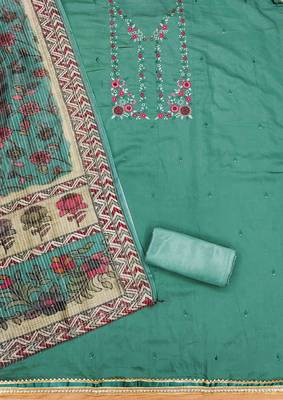 Blue Roman silk blend Chanderi Unstitched Dress Material 3
