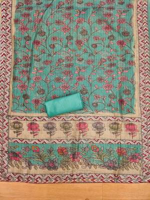 Blue Roman silk blend Chanderi Unstitched Dress Material 4