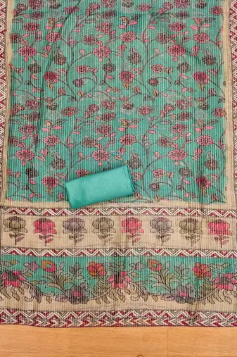 Blue Roman silk blend Chanderi Unstitched Dress Material