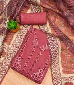 Pink Roman silk blend Chanderi Unstitched Dress Material