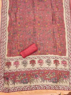Pink Roman silk blend Chanderi Unstitched Dress Material 4