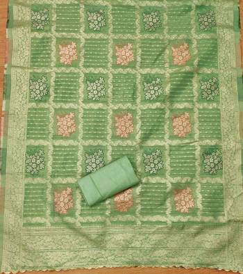 Green Shimmer Jacquard Unstitched Dress Material 4