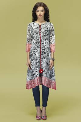 Black and White Georgette Printed Tunic 1