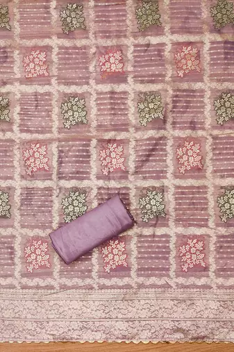 Lavender Shimmer Jacquard Unstitched Dress Material