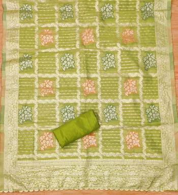 Parrot Green Shimmer Jacquard Unstitched Dress Material 4