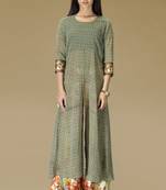 Black and Cream Polka-in-Polka Print Georgette top with Multi Colour Georgette Palazzo