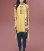 Yellow Chiffon 3/4 Sleeves tunic