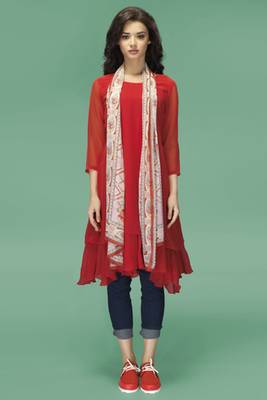 Red Chiffon Fancy Tunic 1