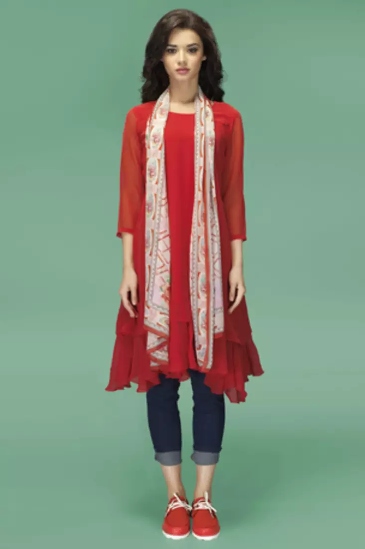 Red Chiffon Fancy Tunic