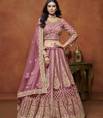 Pink Embroidered Net Designer Lehenga With Blouse