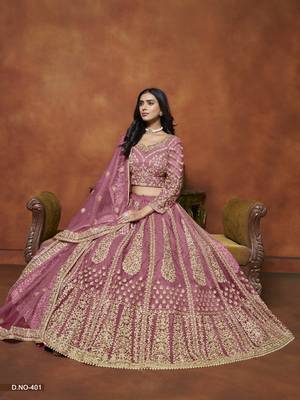 Pink Embroidered Net Designer Lehenga With Blouse 3