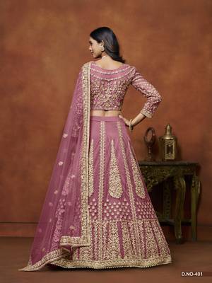 Pink Embroidered Net Designer Lehenga With Blouse 4