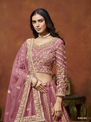 Pink Embroidered Net Designer Lehenga With Blouse 5