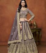 Purple Embroidered Net Designer Lehenga With Blouse