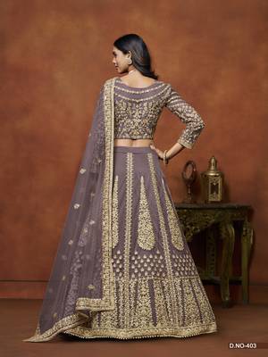 Purple Embroidered Net Designer Lehenga With Blouse 4