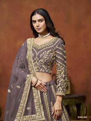 Purple Embroidered Net Designer Lehenga With Blouse 5