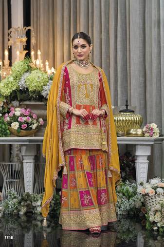 ORANGEEMBROIDERY ART SILK PARTY WEAR SUIT SET 