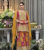 ORANGEEMBROIDERY ART SILK PARTY WEAR SUIT SET 