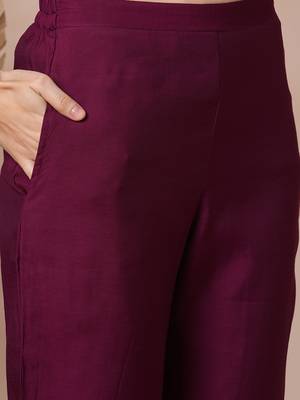 Embroidered a line silk blend kurta paired with printed dupatta and lined pants. 5