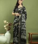 black silk blend zari saree