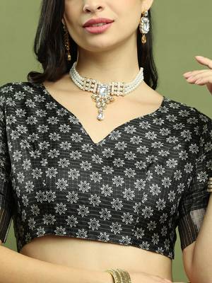 black silk blend zari saree 5