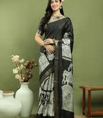 black silk blend zari saree