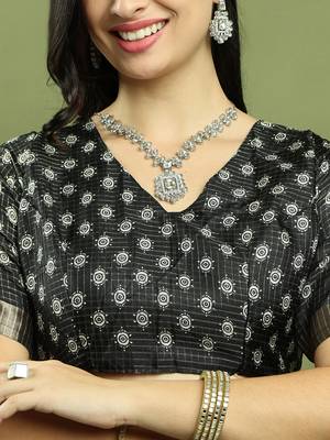 black silk blend zari saree 5