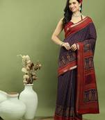 violet silk blend zari saree