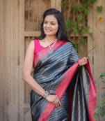 Dark-Blue Soft Silk Saree,Jacquard Weaving Border Saree