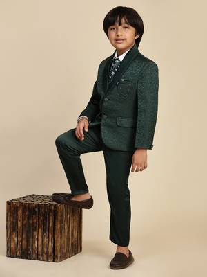 Dark green 5 piece suit set for boys // western wear 1
