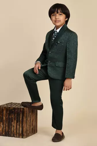 Dark green 5 piece suit set for boys // western wear