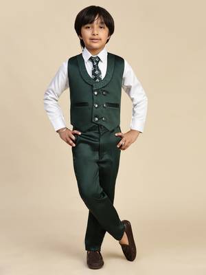 Dark green 5 piece suit set for boys // western wear 3