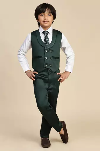 Dark green 5 piece suit set for boys // western wear