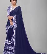 Georgette sibori print ruffle saree with blouse piece