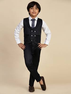Navy blue 5 piece suit set for boys // western wear 3