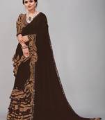 Georgette sibori print ruffle saree with blouse piece