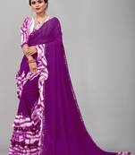 Georgette sibori print ruffle saree with blouse piece