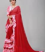 Georgette sibori print ruffle saree with blouse piece