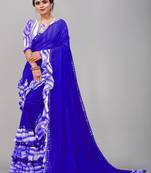 Georgette sibori print ruffle saree with blouse piece